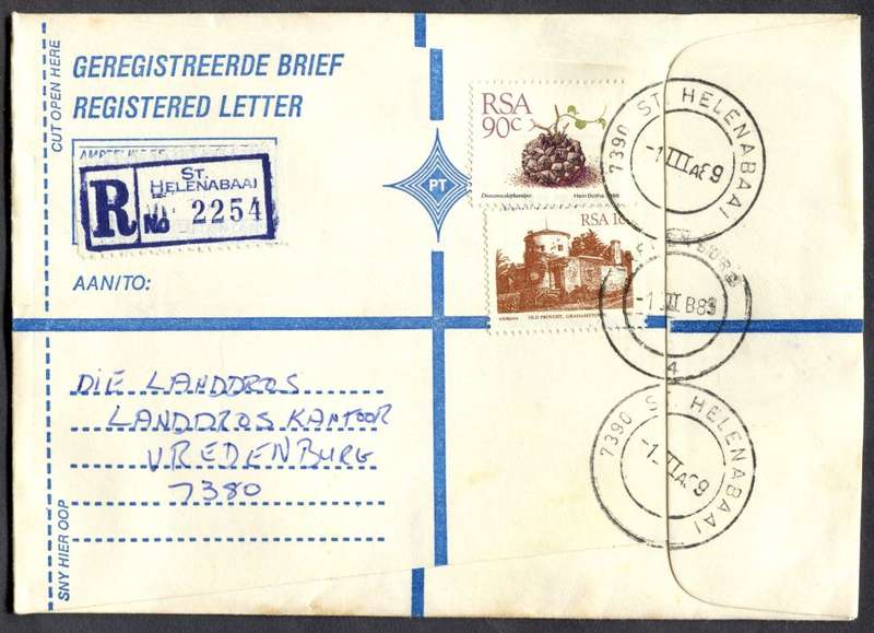 RSA - Cover Registered At St. Helenabaai Post Office