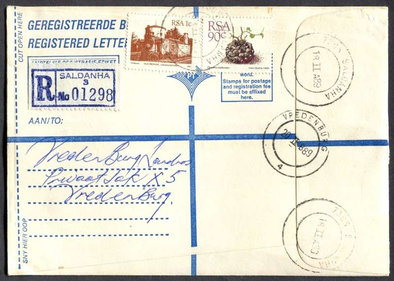 RSA - Cover Registered At Saldanha Post Office