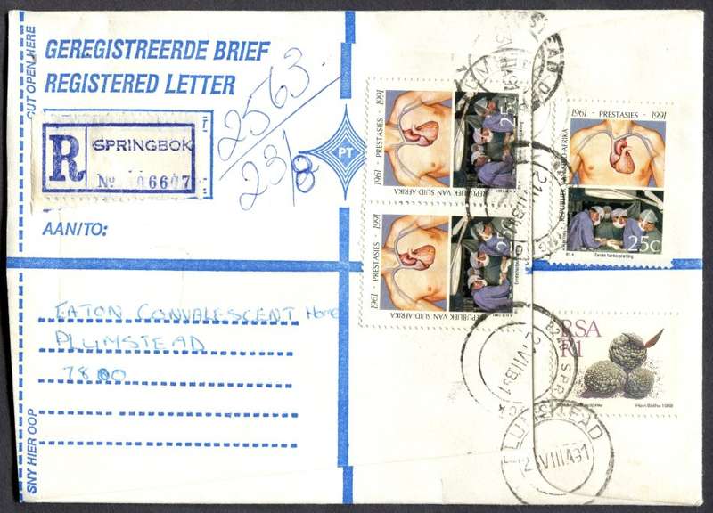 RSA - Cover Registered At Springbok Post Office