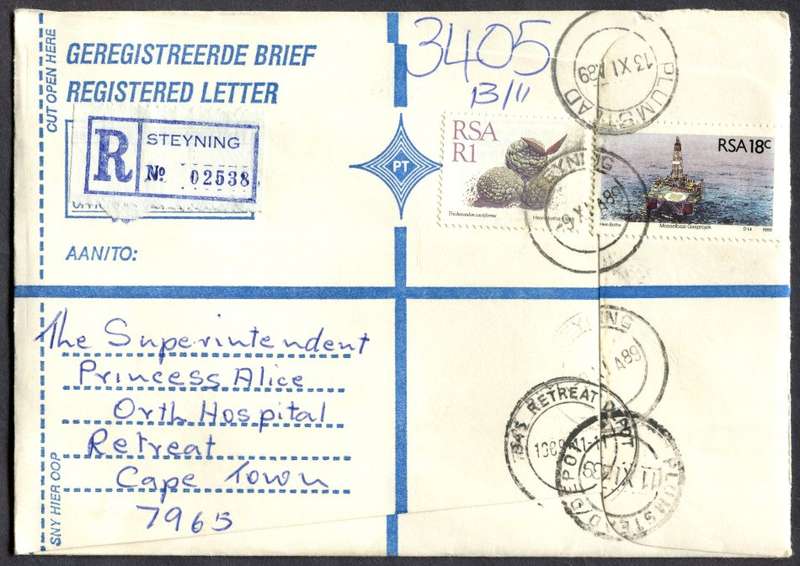 RSA - Cover Registered At Steyning Post Office