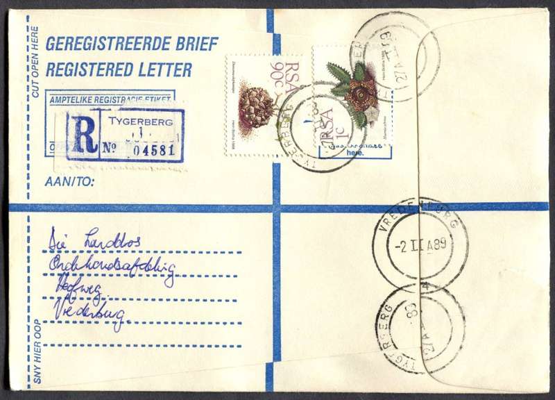 RSA - Cover Registered At Tygerberg Post Office