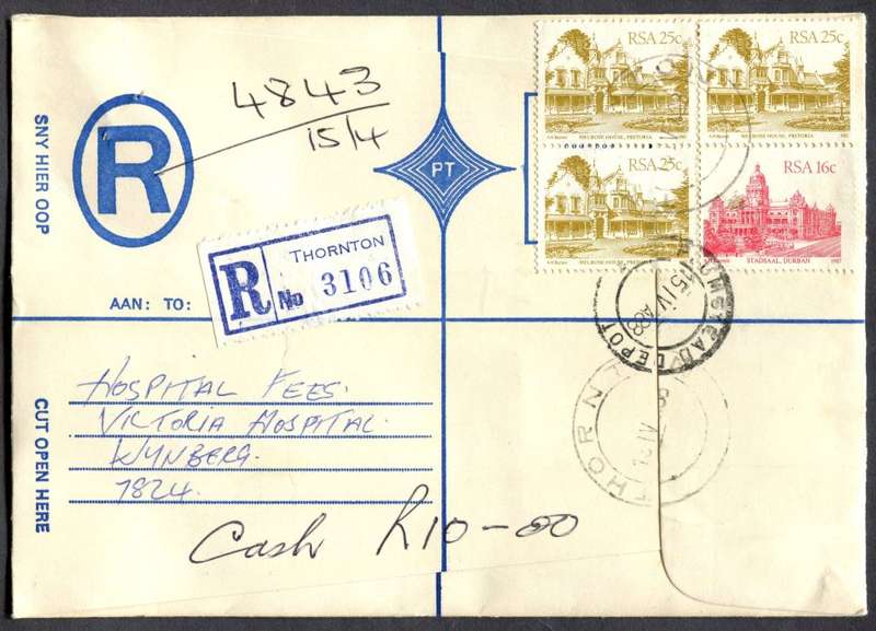 RSA - Cover Registered At Thornton Post Office