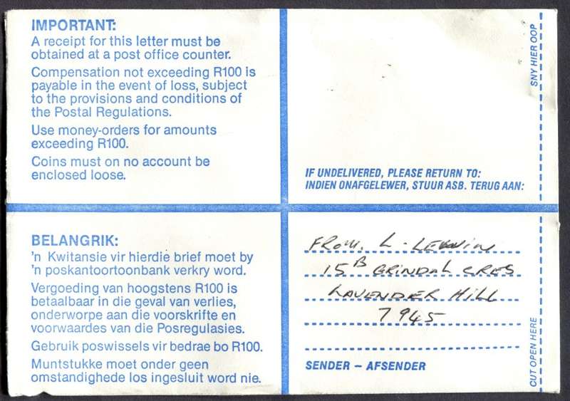 RSA - Cover Registered At Tokai Post Office