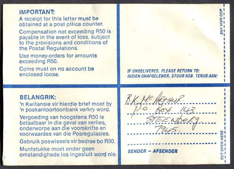 RSA - Cover Registered At Tokai Post Office