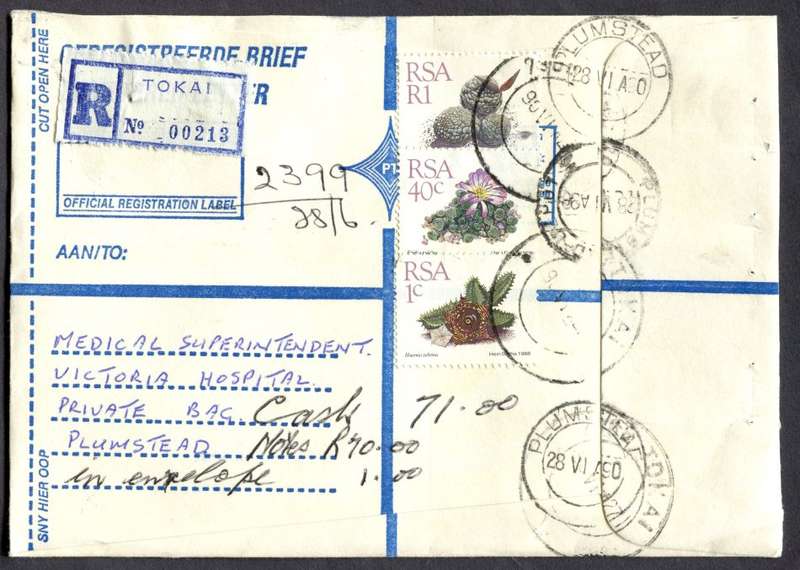 RSA - Cover Registered At Tokai Post Office