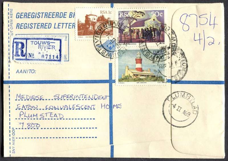 RSA - Cover Registered At Touwsrivier Post Office