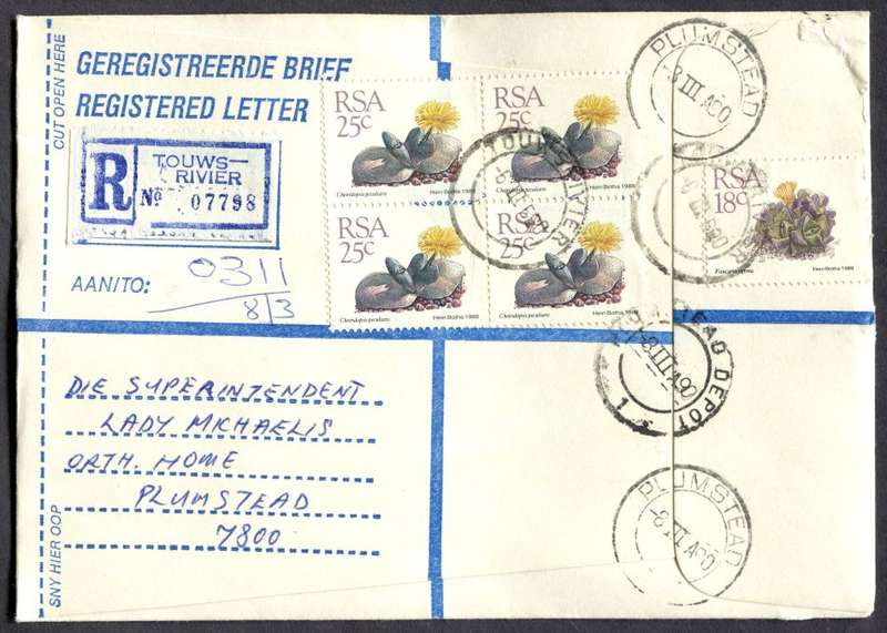 RSA - Cover Registered At Touwsrivier Post Office