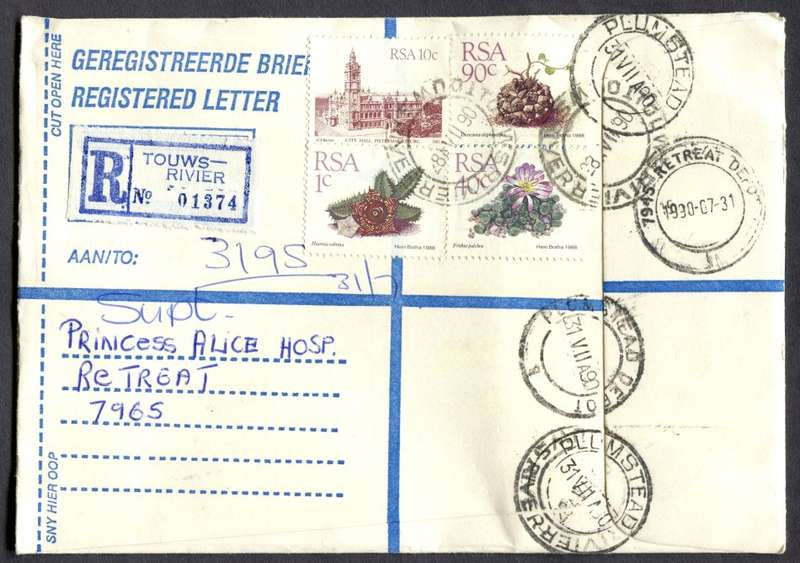 RSA - Cover Registered At Touwsrivier Post Office
