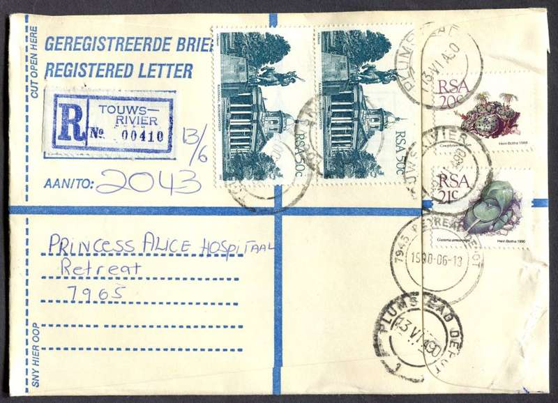 RSA - Cover Registered At Touwsrivier Post Office