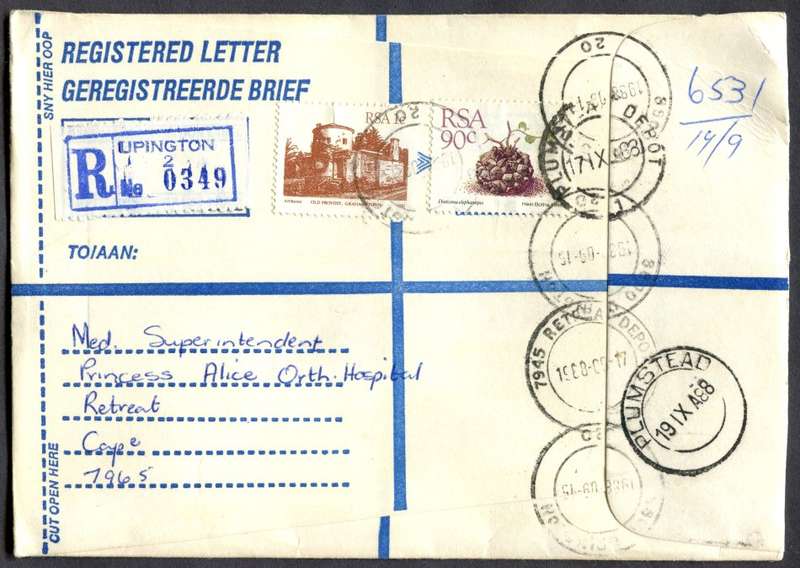 RSA - Cover Registered At Upington Post Office