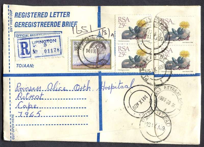 RSA - Cover Registered At Upington Post Office
