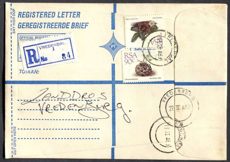 RSA - Cover Registered At Vredendal Post Office