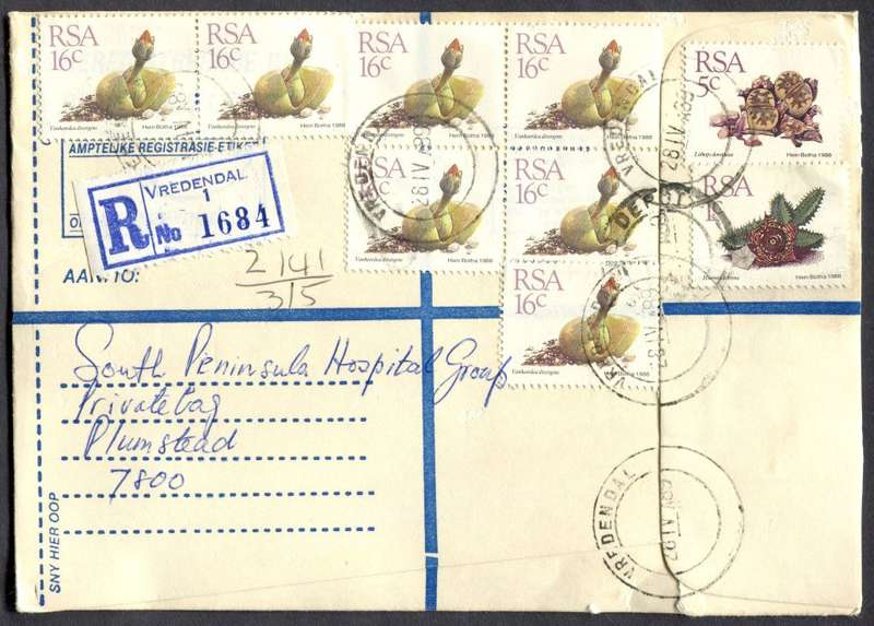 RSA - Cover Registered At Vredendal Post Office