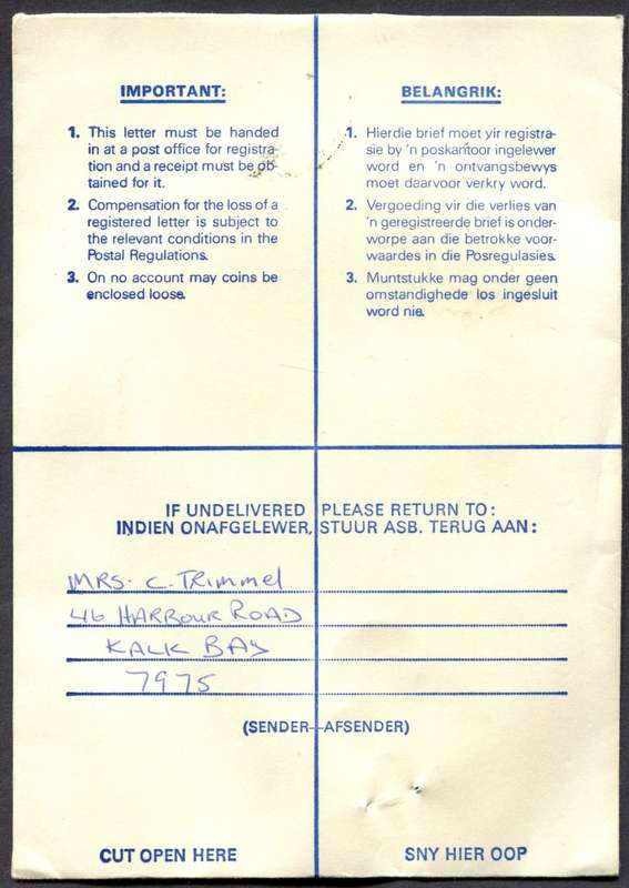 RSA - Cover Registered At Valyland Post Office