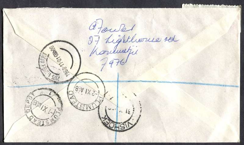 RSA - Cover Registered At Vishoek Post Office