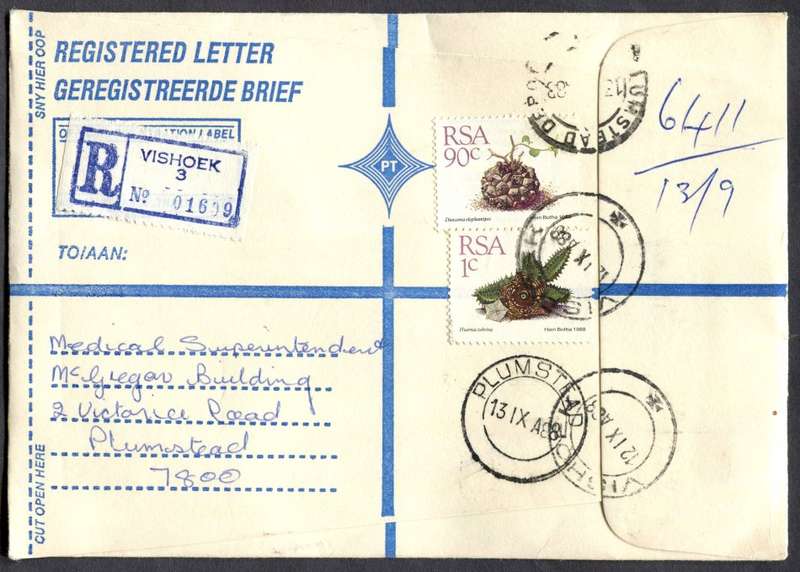 RSA - Cover Registered At Vishoek Post Office