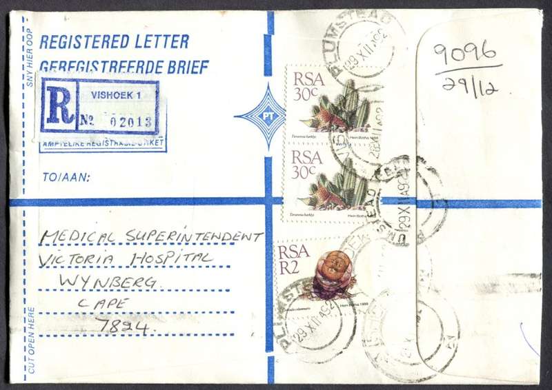 RSA - Cover Registered At Vishoek Post Office