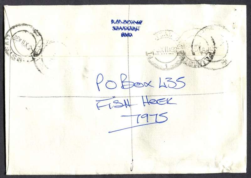 RSA - Cover Registered At Vishoek Post Office