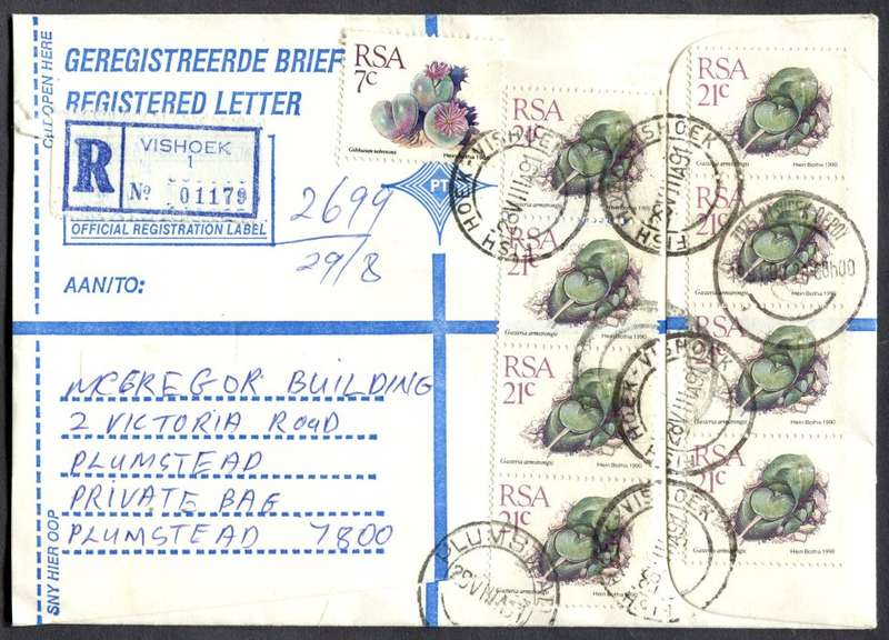 RSA - Cover Registered At Vishoek Post Office