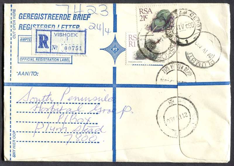 RSA - Cover Registered At Vishoek Post Office