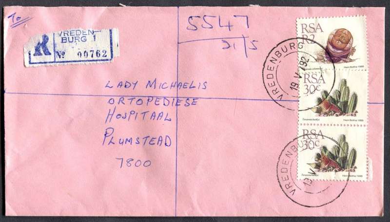 RSA - Cover Registered At Vredenburg Post Office