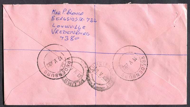 RSA - Cover Registered At Vredenburg Post Office
