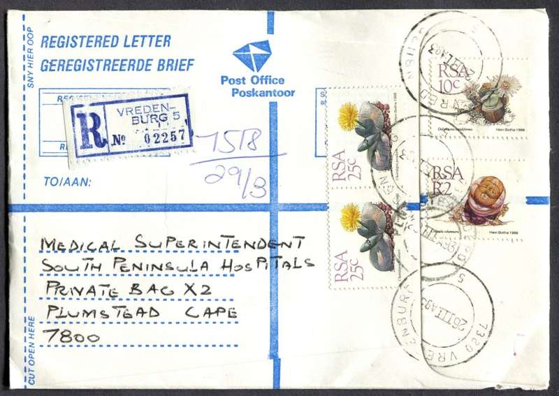 RSA - Cover Registered At Vredenburg Post Office