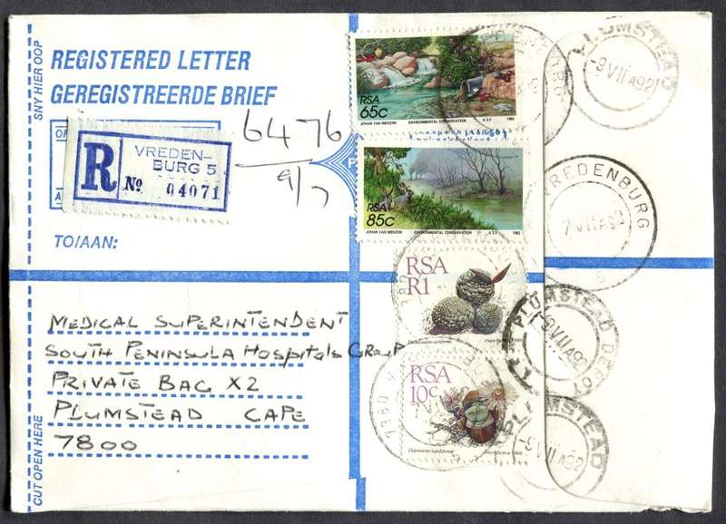 RSA - Cover Registered At Vredenburg Post Office