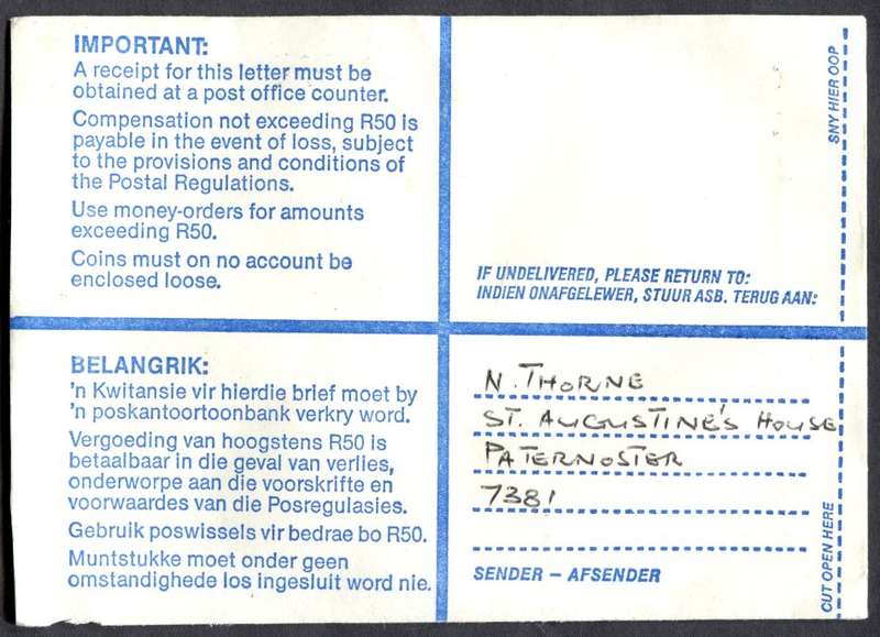 RSA - Cover Registered At Vredenburg Post Office