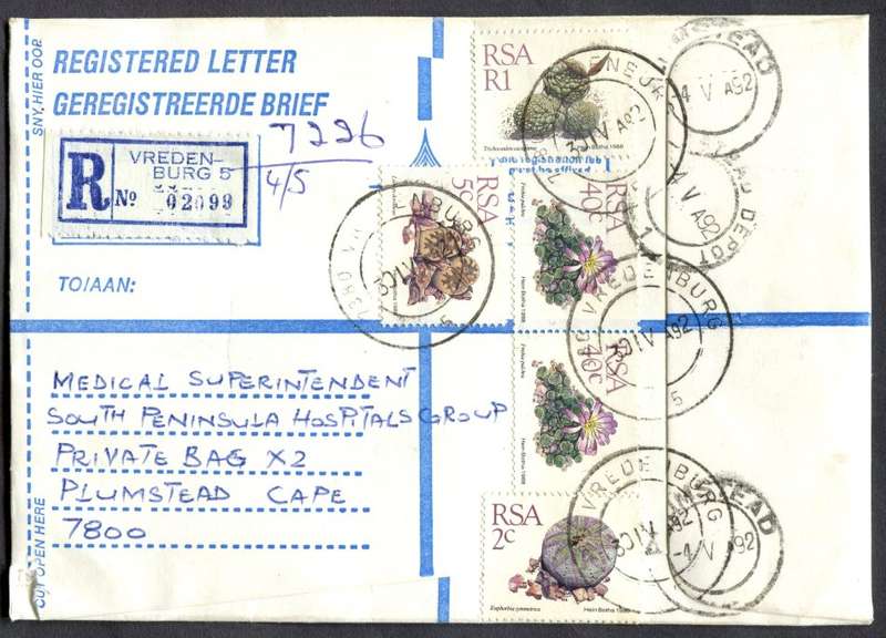 RSA - Cover Registered At Vredenburg Post Office