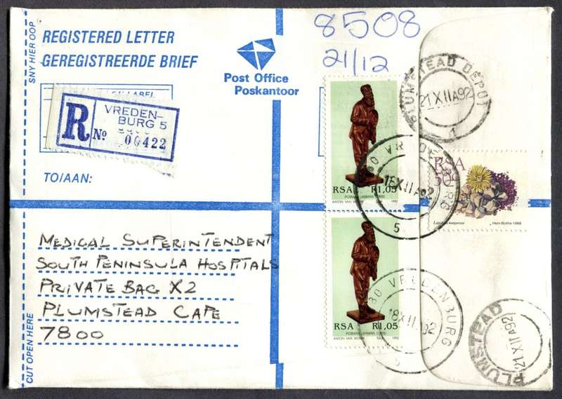 RSA - Cover Registered At Vredenburg Post Office