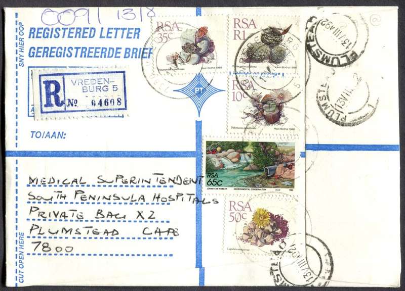 RSA - Cover Registered At Vredenburg Post Office