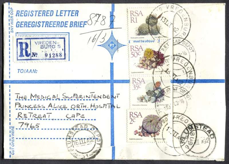 RSA - Cover Registered At Vredenburg Post Office