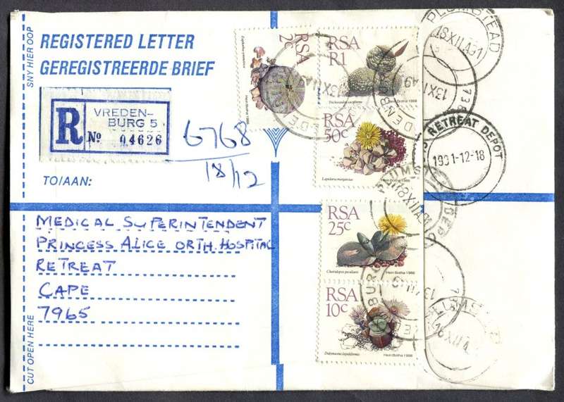 RSA - Cover Registered At Vredenburg Post Office