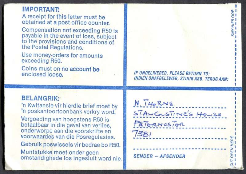 RSA - Cover Registered At Vredenburg Post Office