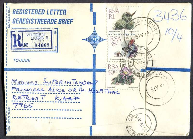RSA - Cover Registered At Vredenburg Post Office