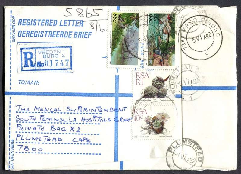 RSA - Cover Registered At Vredenburg Post Office