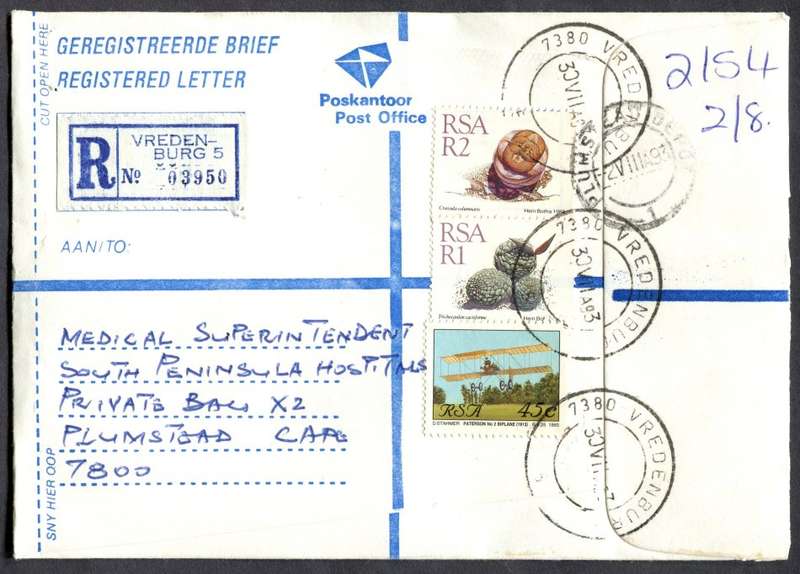RSA - Cover Registered At Vredenburg Post Office