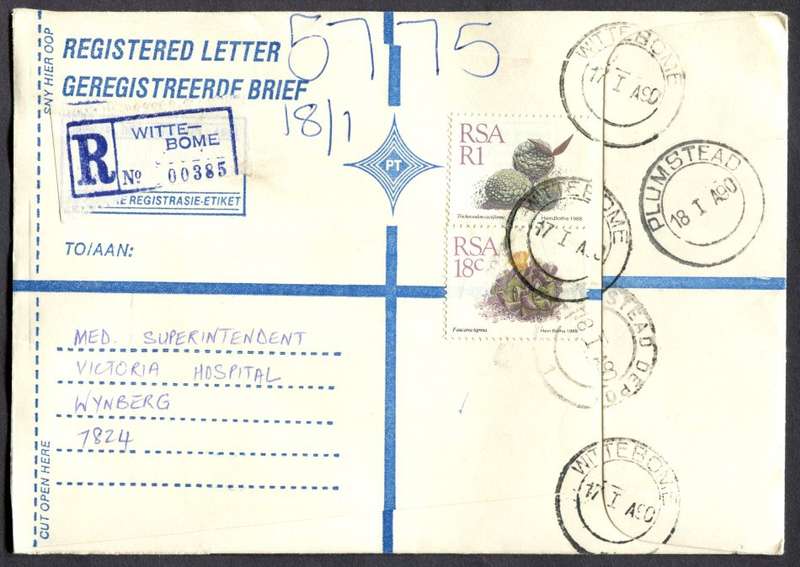 RSA - Cover Registered At Wittebome Post Office