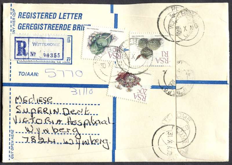 RSA - Cover Registered At Wittebome Post Office