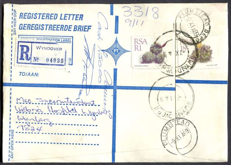 RSA - Cover Registered At Wyndover Post Office