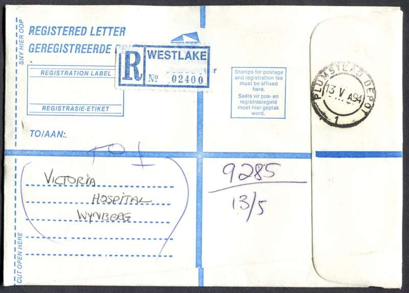 RSA - Cover Registered At Westlake Post Office