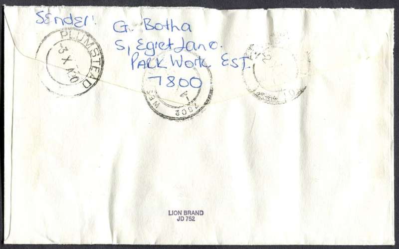 RSA - Cover Registered At Westridge Post Office