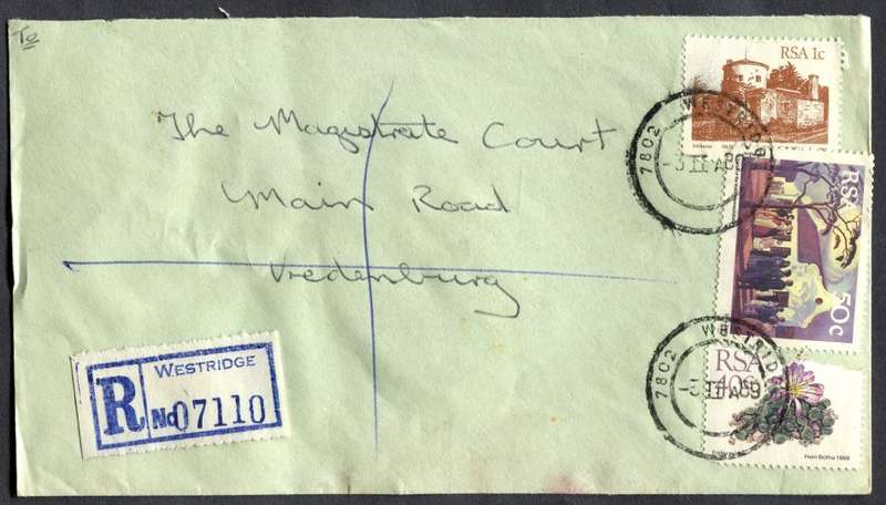 RSA - Cover Registered At Westridge Post Office