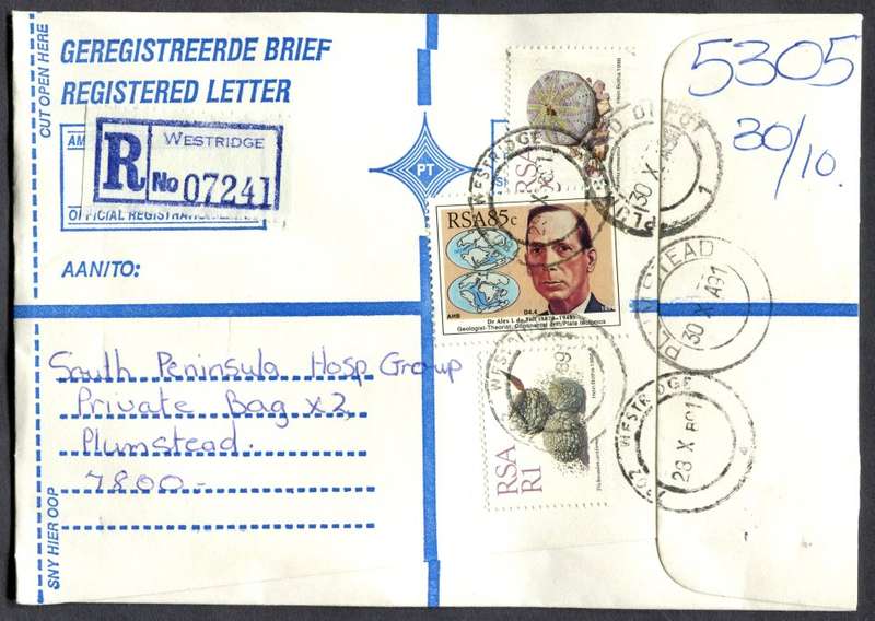 RSA - Cover Registered At Westridge Post Office