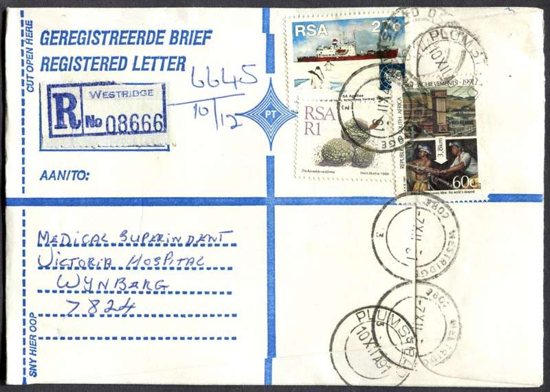 RSA - Cover Registered At Westridge Post Office