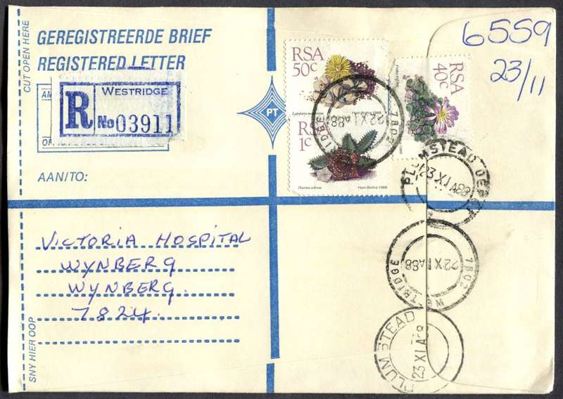 RSA - Cover Registered At Westridge Post Office