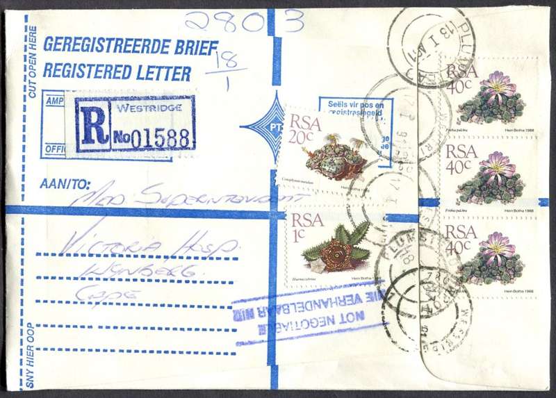 RSA - Cover Registered At Westridge Post Office