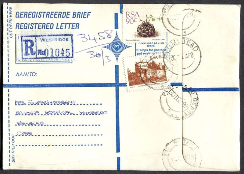 RSA - Cover Registered At Westridge Post Office