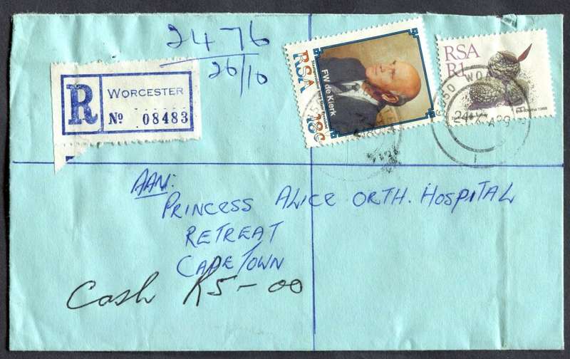 RSA - Cover Registered At Worcester Post Office
